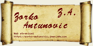 Zorko Antunović vizit kartica